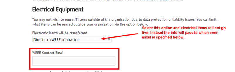 Electrical Equipment settings for reuse and emails