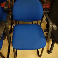 Blue Fabric Meeting Room Chair with Black Armrests