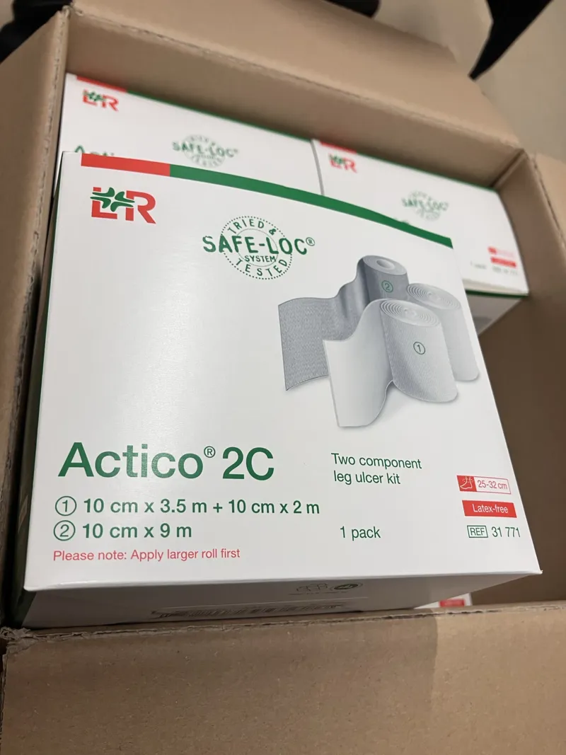 Actico 2C Two Component Leg Ulcer Kit (10cm x 3.5m + 10cm x 2m) - 11 Packs
