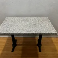 Granite-top Trapezoid Café/Dining Table with Black Supports