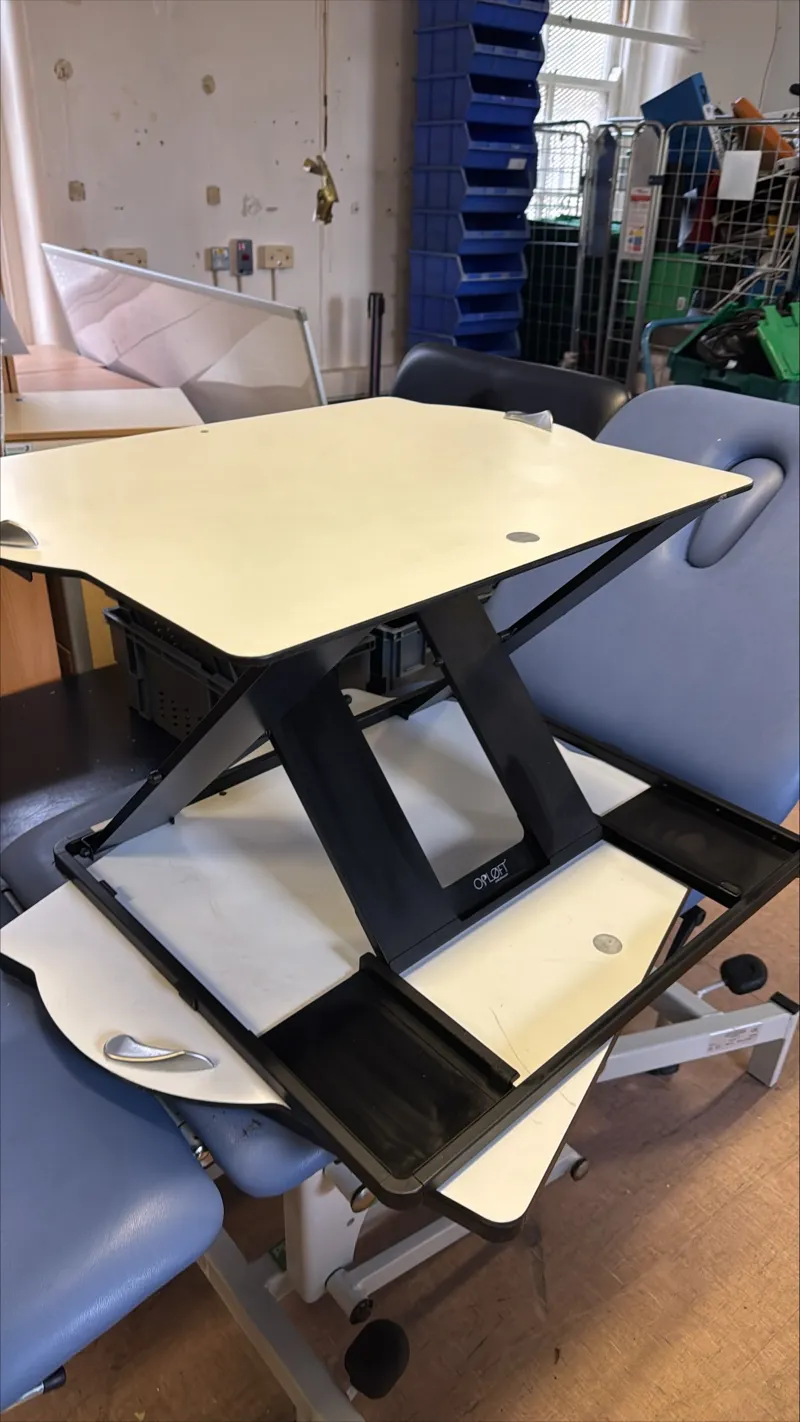 Adjustable Height Sit-Stand Desk with Black Frame
