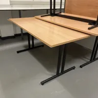 Light Wooden Folding Tables with Black Metal Frames - Qty 3