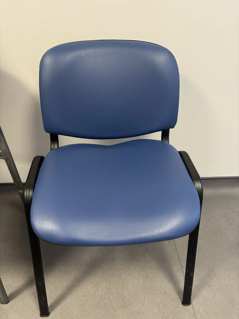 Blue Padded Office Chair with Black Frame