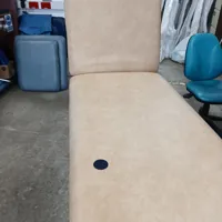 White Metal Examination Couch with Cream Upholstery