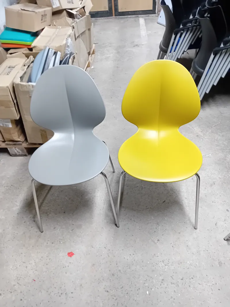 Stacking Chairs - Grey and Yellow