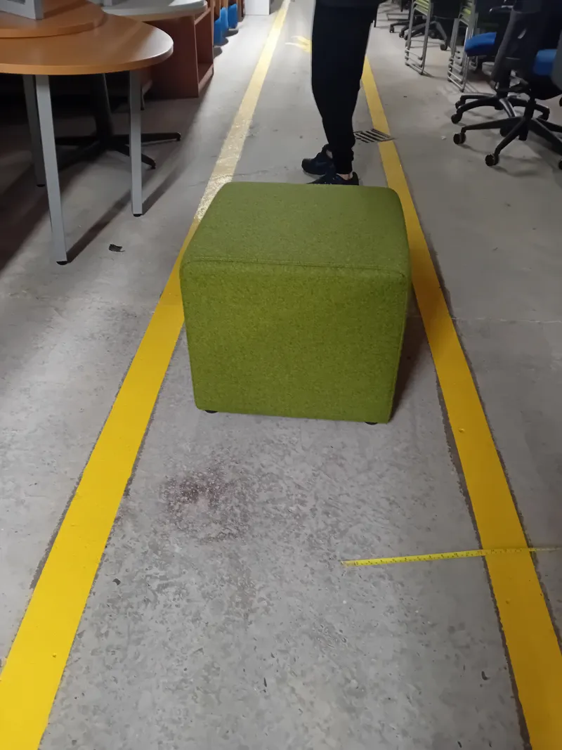 Lime Green Upholstered Cube stool