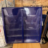 Blue plastic wall-mounted leaflet display - 2 units