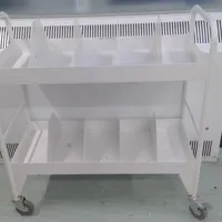 White Medical Trolleys with Multiple Compartments and Wheels