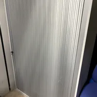White Tambour Door Storage Cabinet