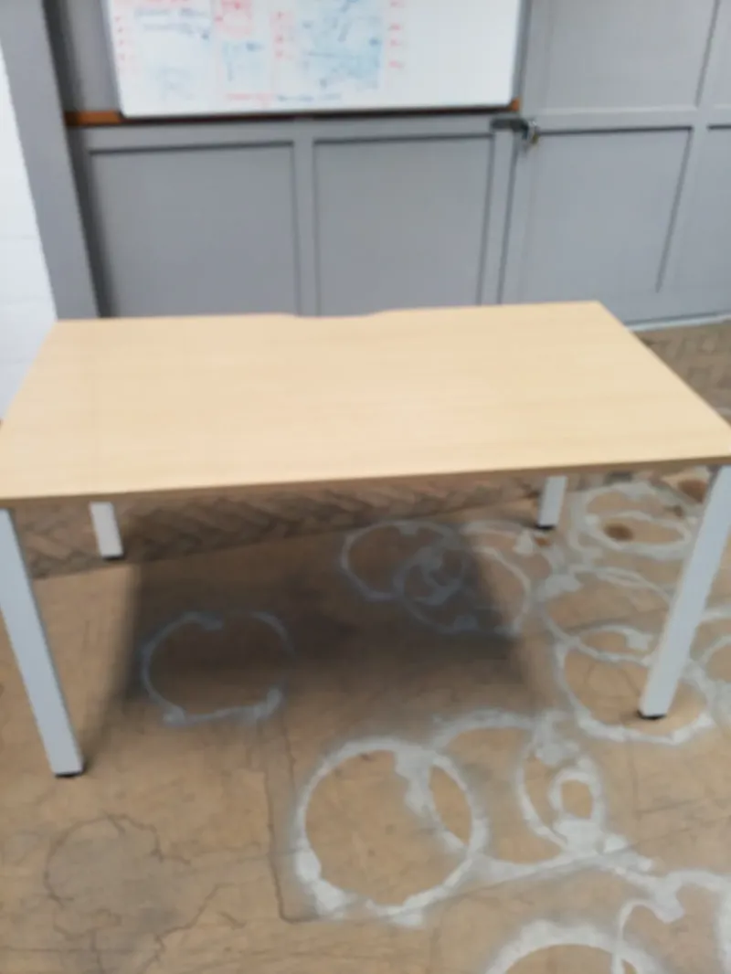 Beech Effect Rectangular Table with White Legs