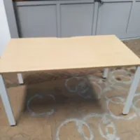 Beech Effect Rectangular Table with White Legs