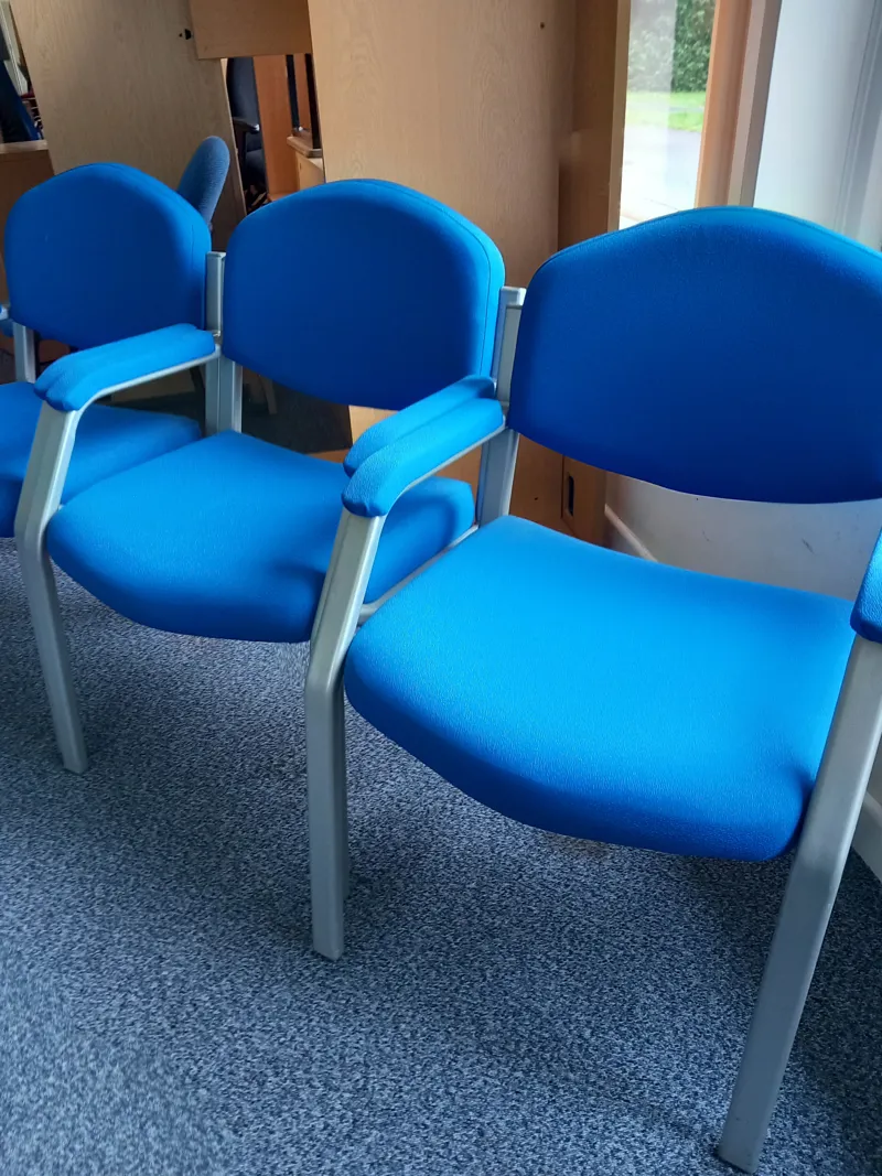 4(C) blue upholstered chairs