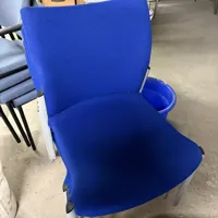 Blue Fabric Stacking Chair with silver
