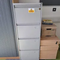 Grey Metal 4-Drawer Filing Cabinet with Key