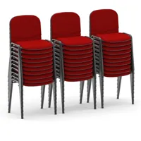 Stackable Banquet Chairs - Red Fabric, Grey Frame (Qty 30+)