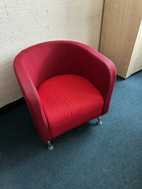 Red Tub Chair with Chrome Legs