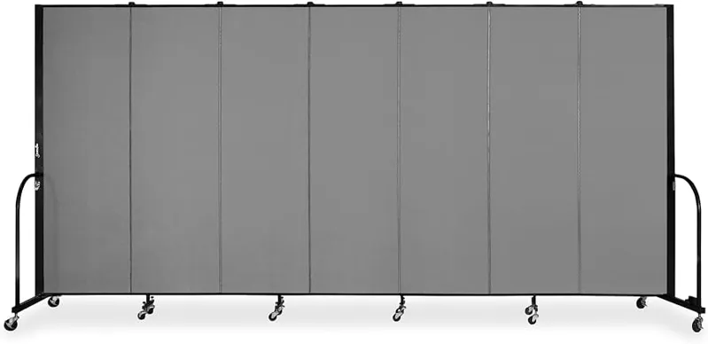 Mobile Room Divider Partition - 7 Panel Grey
